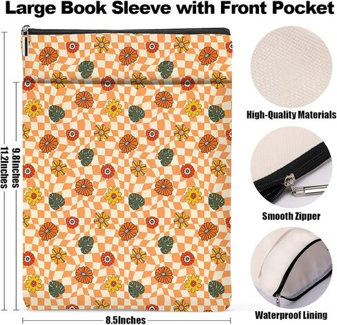 Book Lovers Book Sleeve, Book Accessories Bookish Gifts Book Gifts Friendship Christmas Birthday Gifts for Women Floral Lovers Her Grandma, Aesthetic Book Pouch Book Protector, Retro Daisy Flowers in Saudi Arabia