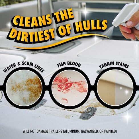 BooYah Clean Non-Acid Instant Hull Cleaner – Removes Water and Scum Lines, Fish Blood, and Tannin Stains – Meets EPA Safer Choice Direct Release Criteria in Saudi Arabia