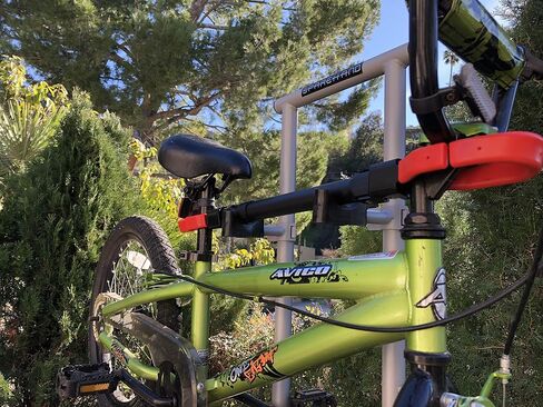 SPAREHAND Bike Frame Adapter - QSP-610 Telescopic Powder Coated Bicycle Carrier - Crossbar Adapter for Bike Rack, Adjusts from 22" to 32" - Universal Fit for Various Bike Sizes & Models - Red Ends in Kuwait
