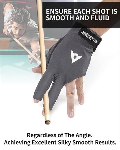 Pool Gloves, Billiard Gloves Elastic Lycra 3-Finger Billiard Gloves Breathable Snooker Cue Sport Gloves, Pool Glove with Durable Silicone - Great Pool Glove for Men Women Shooters in Saudi Arabia