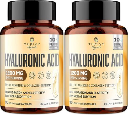 19-IN-1 Hyaluronic Acid Capsules - Hylunaric Acid 1200 mg, with Collagen Peptides, Vitamin C, Phytoceramides - Hyaluronic Acid Supplement for Skin, Eyes, Bones, Gastrointestinal (1 Pack) in Saudi Arabia