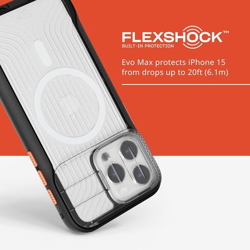 Tech21 Evo Max case for iPhone 15 Pro Max - Compatible with MagSafe - Impact Protection Case - Lanyards Included - Active Black in Saudi Arabia