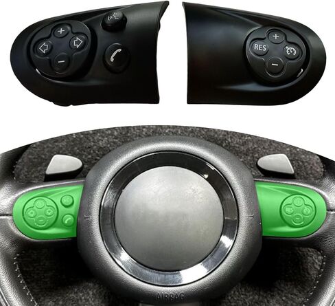 3 Spoke Steering Wheel Multifunction Switch Cruise Control Cover and Volume Control Button Cover for Mini Cooper R55 R56 R57 R58 R59 R60 R61 2007-2015 (Volume Key + RES + Dial Cover, One Size) in Saudi Arabia