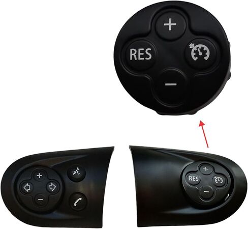 3 Spoke Steering Wheel Multifunction Switch Cruise Control Cover and Volume Control Button Cover for Mini Cooper R55 R56 R57 R58 R59 R60 R61 2007-2015 (Volume Key + RES + Dial Cover, One Size) in Saudi Arabia