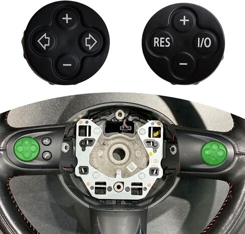 3 Spoke Steering Wheel Multifunction Switch Cruise Control Cover and Volume Control Button Cover for Mini Cooper R55 R56 R57 R58 R59 R60 R61 2007-2015 (Volume Key + RES + Dial Cover, One Size) in Saudi Arabia
