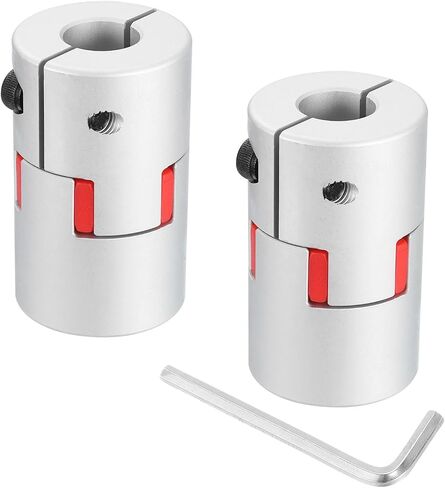 uxcell 2pcs D40 L66 16 مم إلى 16 مم عمود البرقوق المرن اقتران محرك الألومنيوم موصل العنكبوت المرن لآلة CNC للطابعة ثلاثية الأبعاد ومحرك متدرج مؤازر (لون فضي/أحمر) in Saudi Arabia