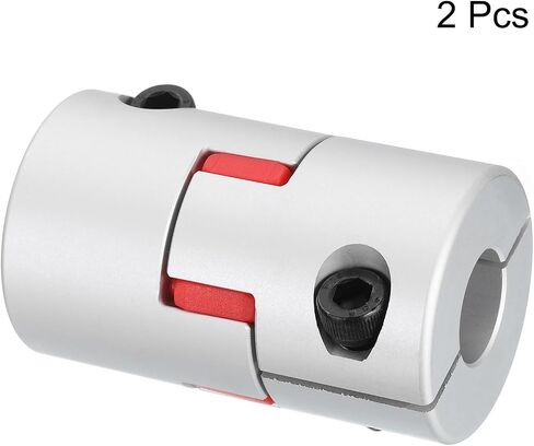 uxcell 2pcs D40 L66 16 مم إلى 16 مم عمود البرقوق المرن اقتران محرك الألومنيوم موصل العنكبوت المرن لآلة CNC للطابعة ثلاثية الأبعاد ومحرك متدرج مؤازر (لون فضي/أحمر) in Saudi Arabia