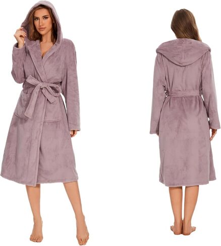 Polyester Hooded Bathrobe for Women – Soft, Warm, Comfortable Robe with Pockets, Perfect for Relaxing or Gifting in Saudi Arabia