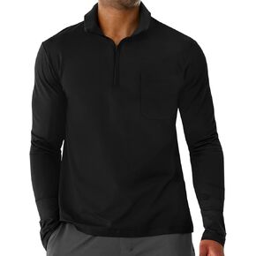 Angbater Men’s Quarter Zip Pullover Polo Shirts Long Sleeve Mock Neck Lightweight Sweatshirt Thermal Shirt with Pocket