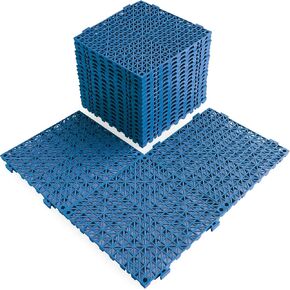 MAXWAVE 18 Pack 12" x 12" Modular Interlocking Floor Mats, Soft PVC Non-Slip Drainage Tiles, Splicing Rubber Cushion Flooring for Deck, Shower, Pool, Basement, Shed, Garage, Indoor and Outdoor Use