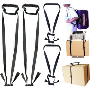 Moving Straps Carry Strap Lifting with Handle for 1 or 2 Mover | Adjustable and Strong | for Easy, Safe, Secure Carrying Heavy Boxes,Tent,Luggage,Beach Chairs,Book,Hand Shoulder Back,Black