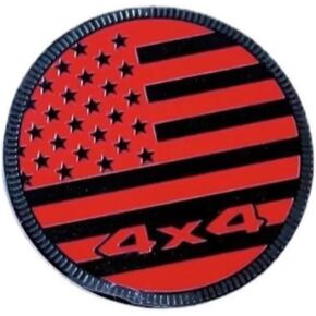 Round Emblem 4x4 Flag Badge, Rated Emblem 3D Aluminum Car Badge Logo Decal Car Badge Decal Sticker Compatible Wrangler Off-Road Vehicle Truck Vehicle (Silver Black)