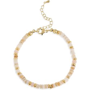 Gold Gemstone Beaded Bracelets for Women, Trendy Boho Handmade Crystal Natural Stone Beads Bracelet Summer Beach Bohemian Jewelry Gift