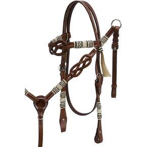 مجموعة Showman Celtic Knot Headstall وطوق الثدي مع لمسات مضفرة من الجلد الخام. in Saudi Arabia
