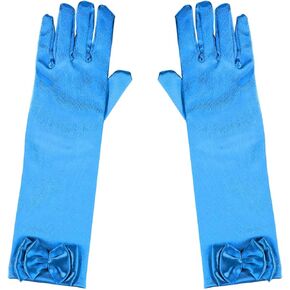 Girls Princess Long Gloves, Bow Ties Silk Satin Gloves For Girls Dress Women Birthday Halloween Party Costume