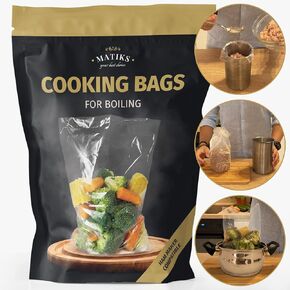 Ham Press Cooking Bags for Boiling compatible with Ham Maker, Healthy Food Boil Bags Perfect for Lunch Meat, Seafood, Vegetables, Sausages, BPA-Free Plastic Freezer Bag, 8'' x 14'', 40 Bags by Matiks