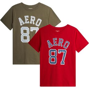 AEROPOSTALE Boys' Graphic Tees - 2 Pack Short Sleeve Crewneck T-Shirts with Bold Prints - Soft Cotton Shirts for Boys (8-16) in Kuwait