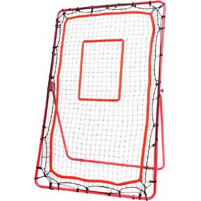 6 * 4ft Baseball Rebound Net Adjustable 4 Stops Volleyball Rebounder Lacrosse Rebounder for Pitching and Field Training Bounce Back Net for Baseball Softball Lacrosse Volleyball and Tennis