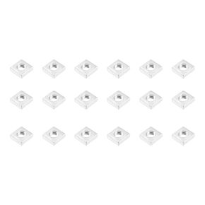METALLIXITY Square Nuts (M6x10mmx3mm/M6x0.39"x0.12") 25Pcs, Carbon Steel Zinc-Plated Square Machine Screw Nuts - for Indoor and Outdoor, Silver