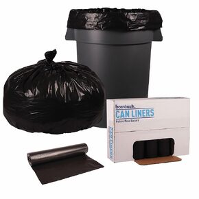 Boardwalk X8647SKKR01 43 in. x 47 in. 56 gal. 1.2 mil Recycled Low-Density Polyethylene Can Liners - Black (100/Carton)