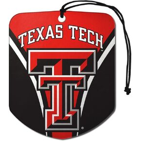 FANMATS 61637 NCAA Texas Tech Red Raiders Hanging Car Air Freshener, 2 Pack, Black Ice Scent, Odor Eliminator, Shield Design with Team Logo