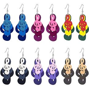 Dreuyet 6 Pairs Wooden Dangle Earrings Set for Women Girls Bohemian Multilayer African Natural Wood Teardrop Hollow Out Boho Ethnic Statement Lightweight Drop Wood Earrings