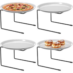 4 PCS Black Metal Pizza Table Stands,Pizza Rack Stand For Tables,Restaurant,Pizza Holder Stands For Serving,Pizza Pan Riser Food Platter Tray and Display Rack