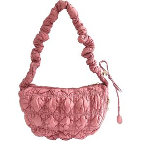 Quilted Small Bag,Adjustable Shoulder Strap Puffer Crescent Crossbody Bags Lightweight Hobo Handbag Puff Purse