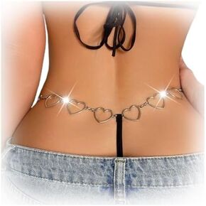 Sexy Heart Thong Panties Summer Beach Adjustable Bikini Underpants Festival Rave G String Waist Body Jewelry for Women