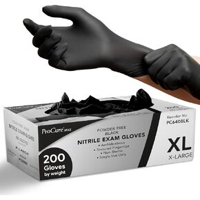 Black Nitrile Disposable Gloves | 200-Pack | Latex-Free for Medical, Surgical, Cleaning, Food Prep, Cooking, Tattoo