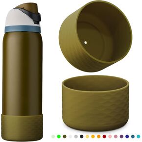 yoelike 2 PCS Silicone Water Bottle Boot for Owala, Anti-Slip Protective Sleeve for FreeSip/Twist/Flip, Watter Bottle Accessories, Bottom Bumper Cover, Dishwasher Safe, BPA Free (Wave)