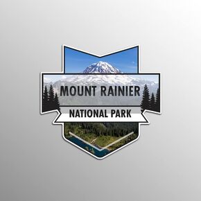 Mount Ranier National Park Magnet | 4.7-Inch by 4.5-Inch | 2-Pack | 30 MIL Heavy Duty Magnetic Material | MPD953