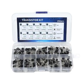 250 Pcs Transistors Assortment Kit 10 Values A1015 BC327 BC337 C1815 S8050 S8550 2N2222 2N2907 2N3904 2N3906 PNP NPN