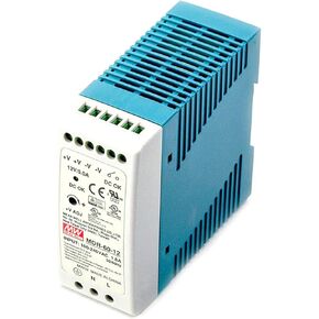 Mean Well MDR-60-12 60W 12V DIN Rail Power Supply, 5A Single Output, Industrial Grade, with DC OK Relay Contact, UL/CUL Listed for Industrial Automation