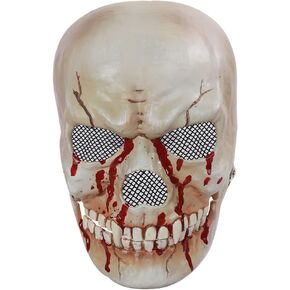 BaronHong Skull Head Halloween Mask with Moving Jaw,Halloween Purge Mask Scary Spooky Mask,Skeleton Zombie Mask