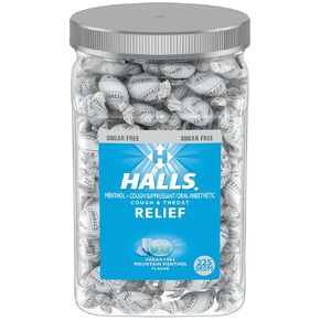 Halls Relief Mountain Menthol Sugar Free Cough Drops, Bulk Cough Drops, 225 Drops