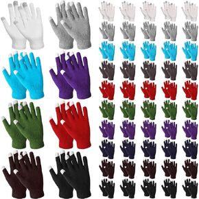Handepo 50 Pair Knit Winter Gloves Stretchy Warm Touchscreen Gloves Multicolor for Unisex Men Women Running Cycling Driving in Kuwait