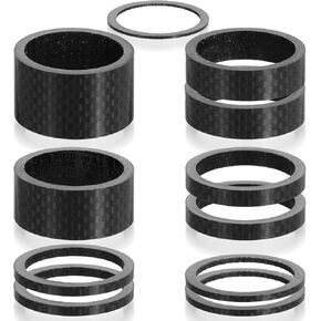 11 Pcs Headset Spacer for Bicycle, 7 Sizes Carbon Fiber Road Bicycle Stem Headset Spacers Kit, Bike Stem Spacers for 1-1/8 Inch Stem(1mm/2mm/3mm/5mm/10mm/15mm/20mm)