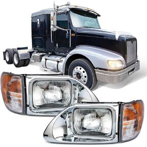 Vacuum Light Headlights for International 9200, 9200i SBA, 5900, 5900i, 5900i SBA, 9400, 9400i SBA,With LED Turn Signal Lights Headlights Assembly Truck Accessories (A Pair)