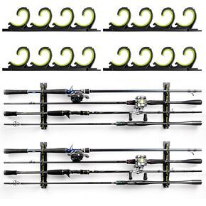 Fishing Rod Rack for Garage/Vehicle, Horizontal or Ceiling Wall Mounted Rubber Coated Fishing Pole Holders for 8/16 Rods or Combos