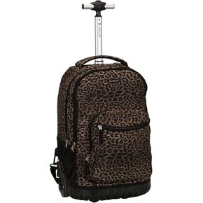 Rockland Single Handle Rolling Backpack, Pink Zebra, 19-Inch