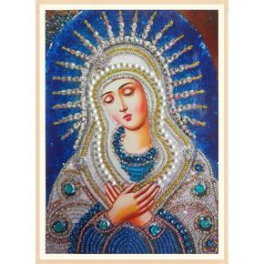 Diamond Painting DIY 5D Special Shape Rhinestones, ABEUTY Religion Christian Virgin Mary & Son of Jesus, Partial Drill Crystal Diamond Art Kits