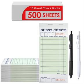 ALLYOUNGGuest Checks Server Note Book,500 Orders Waitress Notebook,Guest Check Book,for Waitress Book,Hotel, Cafes and Restaurants