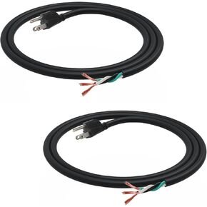 Industries Inc 3-Wire Appliance and Power Tool Cord, 6 ft, 14 AWG, 15A/125V AC, 1875w, Black, 2pack