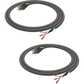 Industries Inc 3-Wire Appliance and Power Tool Cord, 6 ft, 14 AWG, 15A/125V AC, 1875w, Black, 2pack