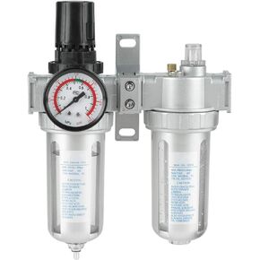 YWBL-WH 1/2" Air Filter Press Regulator and Lubricator Gauge Kit Trap Oil Water Separator Tools