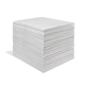 White Oil-Only Meltblown Pads, Heavy Weight, 100 Count, 15"x17", Highly Absorbent, Hydrophobic