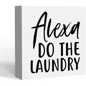 Alexa Cook Dinner,Funny Kitchen Decor,Wooden Box Sign for Farmhouse Home Apartment