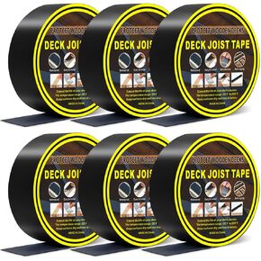 Joist Tape for Decking 2'' X 50', 6 Rolls Weather Resistance Deck Joist Tape, Waterproof and Anti-Corrosion Deck Tape, Butyl Joist Tape Self-Adhesive Flashing Tape For Wood Joists Decks Beams Roof