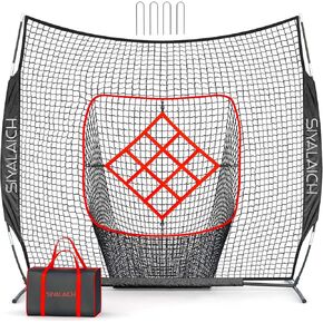 7 x 7 ft Baseball & Softball Hitting Net,Pitching Practice net, with 9-Hole Target Hole Strike Zone, with Carry Bag,for Kids, Teens and Adults of All Skill Levels